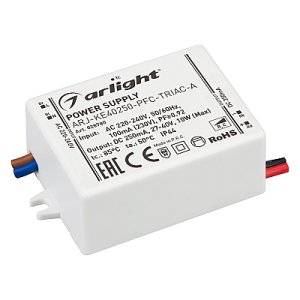 Блок питания ARJ-KE40250-PFC-TRIAC-A (10W, 250mA) (Arlight, IP44 Пластик, 5 лет)