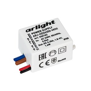 Блок питания ARJ-KE04350-MINI (1.4W, 350mA) (Arlight, IP20 Пластик, 5 лет)