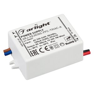 Блок питания ARJ-KE30300-PFC-TRIAC-A (9W, 300mA) (Arlight, IP44 Пластик, 5 лет)