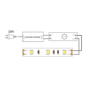 Выключатель с диммером для ленты 12V/24V 96W/192W 8A
