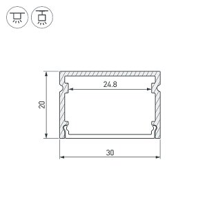 Профиль LINE-3020-2000 ANOD (Arlight, Алюминий)