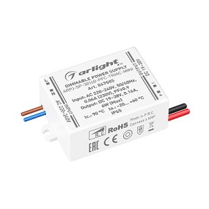 Блок питания ARPJ-SP-38160-PFC-TRIAC-MINI (6W, 19-38V, 160mA) (Arlight, IP65 Пластик, 5 лет)