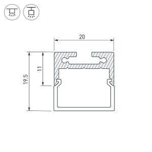 Профиль с экраном SL-LINE-2011M-2500 BLACK+OPAL SQUARE (Arlight, Алюминий)